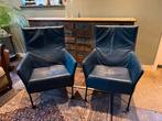 Twee Montis Charly stoelen - Petrol blauw, Huis en Inrichting, Fauteuils, Ophalen, Gebruikt, Minder dan 75 cm, Leer