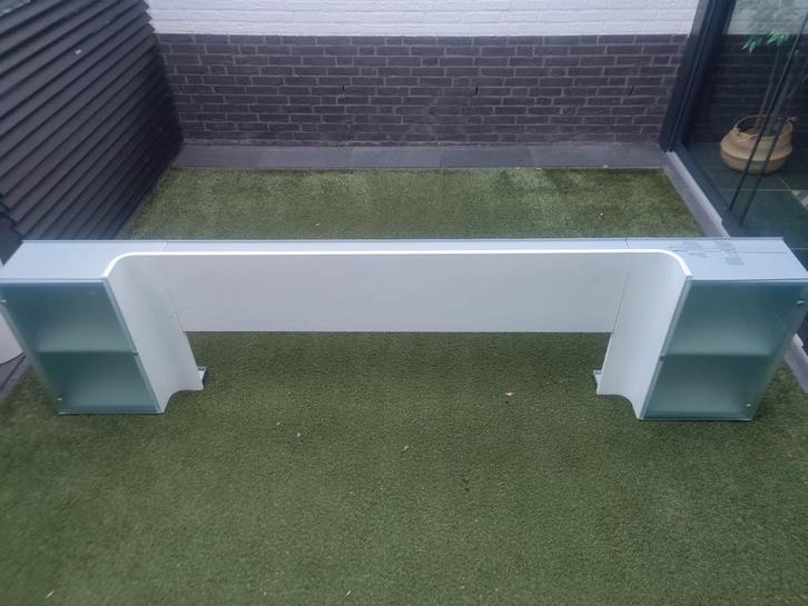Auping lage achterwand, Huis en Inrichting, Slaapkamer | Bedden, Gebruikt, Tweepersoons, 180 cm, 200 cm, Hout, Wit, Ophalen of Verzenden