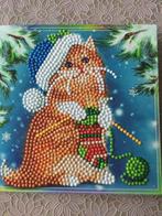 Diamond painting kat winters tafereel, Hobby en Vrije tijd, Kaarten | Zelfgemaakt, Verzenden, Zo goed als nieuw, Dieren