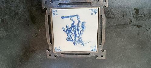 antieke tegel ruiter in metalen lijst, Antiek en Kunst, Antiek | Wandborden en Tegels, Ophalen of Verzenden
