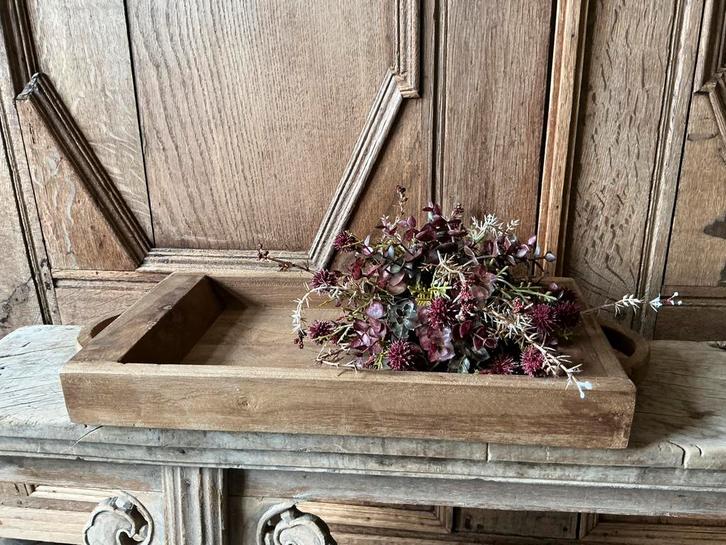 NIEUW houten dienblad met Countryfield kunstbloemen toef, Huis en Inrichting, Woonaccessoires | Dienbladen, Nieuw, Hout, Ophalen of Verzenden