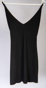 Zwarte Rib Jurk met V-hals, Kleding | Dames, Jurken, Zwart, Zo goed als nieuw, Maat 36 (S), Boven de knie