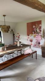 Oude werkbank eettafel, Ophalen, 200 cm of meer, 50 tot 100 cm, Zo goed als nieuw