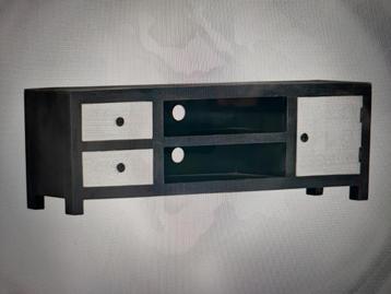 Tv-meubel handgesneden 120x30x40 cm massief mangohout grijs