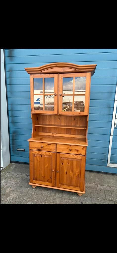 OPRUIMING | Houten buffetkast met glas en lades, Huis en Inrichting, Kasten | Buffetkasten, Gebruikt, 150 tot 200 cm, 100 tot 150 cm