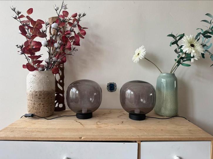 Set van 2 stijlvolle tafellampen – rookglas van Loods 5, Huis en Inrichting, Woonaccessoires | Vazen, Zo goed als nieuw, Overige kleuren