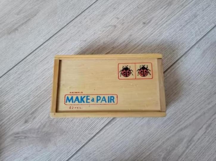 Memorie – Houten kaartjes, Hobby en Vrije tijd, Gezelschapsspellen | Bordspellen, Zo goed als nieuw, Een of twee spelers, Drie of vier spelers