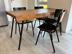 Eettafel 160x75cm hout met zwarte poten, Ophalen, 50 tot 100 cm, Zo goed als nieuw, 150 tot 200 cm