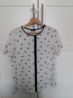 Hema blouse maat M zwart-creme korte mouw, Maat 38/40 (M), Wit, Ophalen of Verzenden, Gedragen