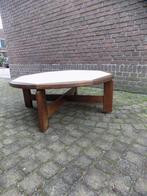 Vintage salontafel wenge wit jaren 70 geometrisch retro, Huis en Inrichting, Ophalen, Gebruikt, 50 tot 100 cm, Rond