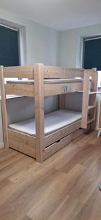 Houten Stapelbed met Matras, Ophalen, 85 tot 100 cm, Zo goed als nieuw, Hoogslaper of Stapelbed