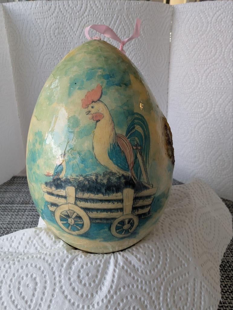 Vintage kartonnen paasei, 15 cm hoog, Ophalen of Verzenden, Gebruikt