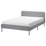 Slattum (ikea) bed 160x200 en Vesteroy matras., Huis en Inrichting, 160 cm, Grijs, Metaal, Zo goed als nieuw