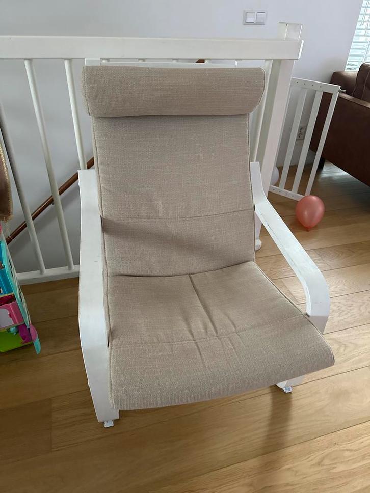 Ikea Poang Fauteuil - Wit geschilderd, Huis en Inrichting, Stoelen, Gebruikt, Eén, Hout, Wit, Ophalen