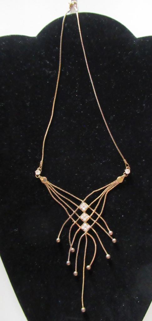 Koperkleurig kettinkje, Sieraden, Tassen en Uiterlijk, Kettingen, Zo goed als nieuw, Overige materialen, Met strass, Verstelbaar