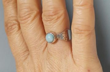 zilveren ring met natuurlijke Larimar steen zilver 925 beschikbaar voor biedingen