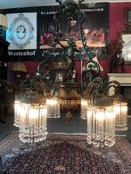 Groot Franse antiek kristallen kroonluchter brons  barok, Ophalen, Zo goed als nieuw, Overige materialen