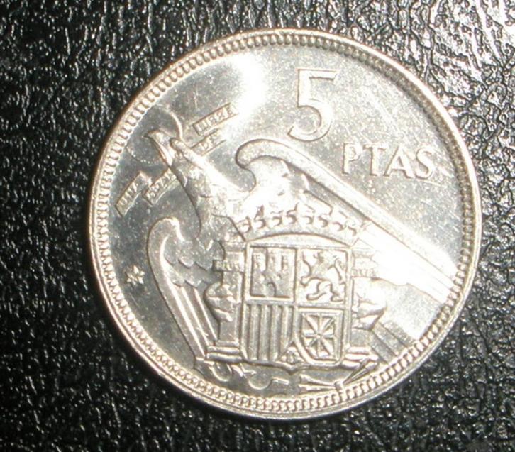 Munt: 5 peseta Spanje 1957 [2572]  [PoMuNi], Postzegels en Munten, Munten | Europa | Niet-Euromunten, Losse munt, Overige landen