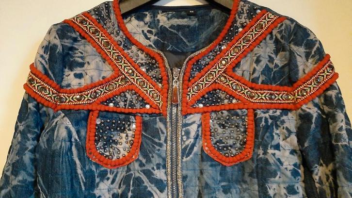 PRACHTIG BOHO FESTIVAL SPIJKER JEANS DENIM JACK JASJE S /M, Kleding | Dames, Jasjes, Kostuums en Pakken, Nieuw, Jasje, Maat 38/40 (M)