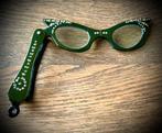 Lorgnet Bril inklapbaar groen curiosa brocante mooi vintage, Antiek en Kunst, Verzenden