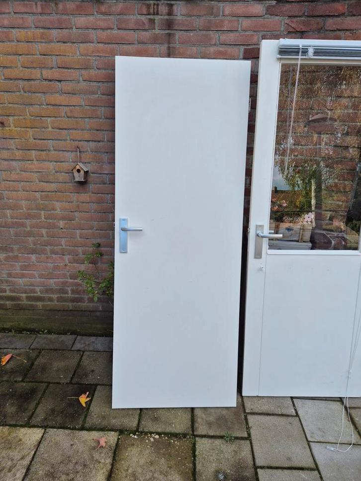 3 Deuren, Doe-het-zelf en Verbouw, Deuren en Horren, Gebruikt, Binnendeur, 200 tot 215 cm, 80 tot 100 cm, Glas, Hout, Ophalen