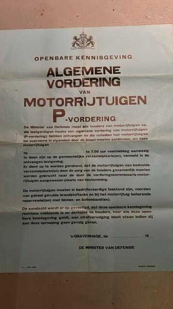 Affiche Vordering motorrijtuigen P vodering  den Haag beschikbaar voor biedingen