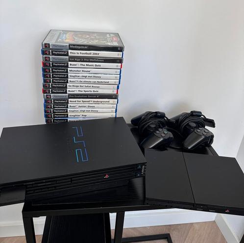 Playstation 2 & playstation 2 slim + toebehoren, Spelcomputers en Games, Spelcomputers | Sony PlayStation 2, Zwart, Met 3 controllers of meer