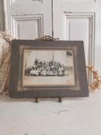 Antieke striklijst houder met oude foto, Ophalen of Verzenden