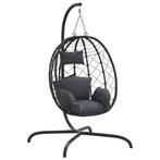 Hangstoel + standaard egg eenpersoons swing GRATIS BEZORGD, Verzenden, Zwart, Nieuw, Riet of Rotan