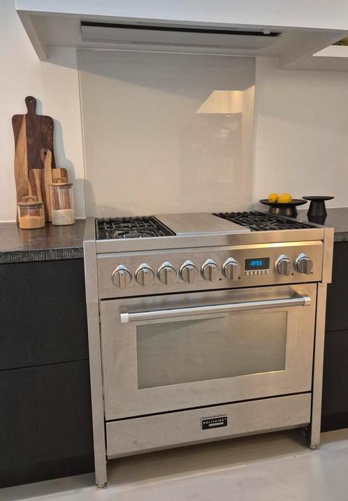 RVS gasfornuis Solitaire incl. oven, Witgoed en Apparatuur, Fornuizen, Gebruikt, Vrijstaand, Gas, 5 kookzones of meer, 60 cm of meer
