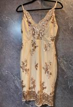 Nieuwe s/m gala jurk feest nude beige pailetten bling roze, Ophalen of Verzenden, Nieuw, Beige, Galajurk