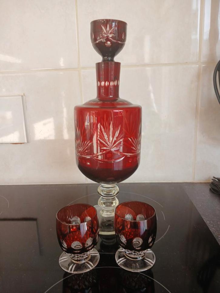 Oud Boheems Kristal Setje, Antiek en Kunst, Antiek | Glas en Kristal, Ophalen of Verzenden