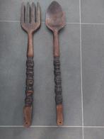 Houten bestek 70 cm grote vork lepel van hout, Huis en Inrichting, Ophalen of Verzenden, Gebruikt