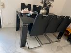 Eettafel met 6 stoelen - Zwart, Ophalen, Gebruikt, 6 tot 8 stoelen