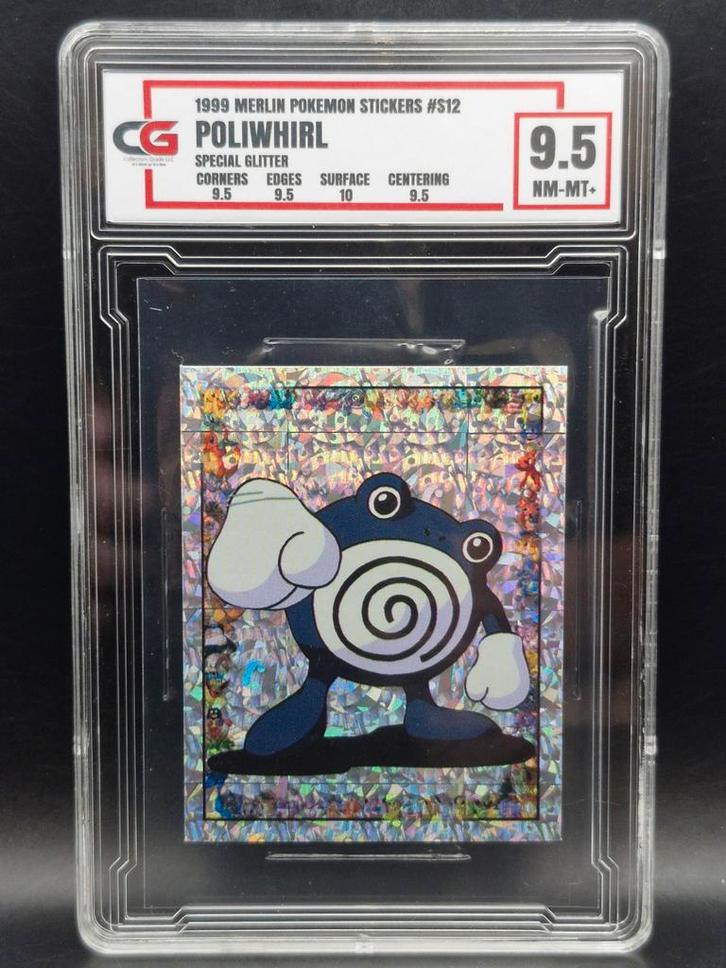 Poliwhirl 1999 pokemon sticker special glitter #s12 CG 9.5, Hobby en Vrije tijd, Verzamelkaartspellen | Pokémon, Zo goed als nieuw