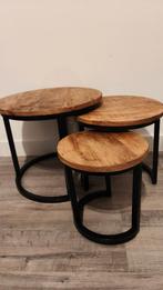 3 bijzettafels van mangohout, Ophalen, Minder dan 45 cm, Minder dan 55 cm, Rond