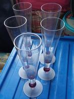 5 champagne glazen met paarse bol en mat glas voet, Ophalen of Verzenden, Nieuw, Overige typen