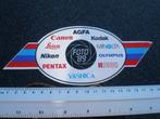 sticker agfa canon kodak leica nikon pentax olympus yashica, Verzamelen, Stickers, Verzenden, Zo goed als nieuw, Merk