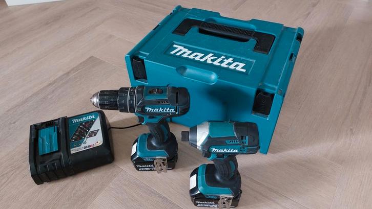 Makita DLX 2131TJ Boor- en Schroefmachine Set, Doe-het-zelf en Verbouw, Gereedschap | Boormachines, Zo goed als nieuw, Boor- en Schroefmachine