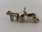 Zilveren miniatuur Koets met 2 paarden                   Z82, Ophalen of Verzenden, Zilver