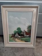 Landschap schilderij gesigneerd met M. Lucas, Ophalen of Verzenden