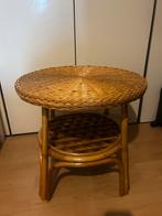 Vintage Rotan Tafeltje, Minder dan 55 cm, Gebruikt, Rond, Hout