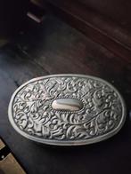 Vintage bakje met deksel beklee voor bijv oorbellen, ringen, Antiek en Kunst, Curiosa en Brocante, Ophalen of Verzenden