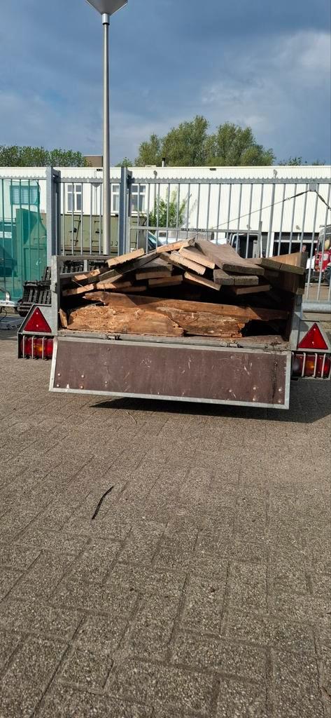 2 aanhangers vol met steigerplanken, Tuin en Terras, Haardhout, Blokken, Overige houtsoorten, Minder dan 3 m³, Ophalen