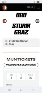 Feyenoord-Sturm Graz, Tickets en Kaartjes, Sport | Voetbal, Twee personen