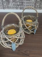 Houten rotan windlicht Countryfield kandelaar kaarsenhouder, Nieuw, Ophalen of Verzenden, Bruin, Hout