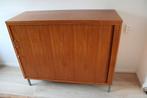 Vintage Eeka tambourkast – teak roldeur,, Huis en Inrichting, Kasten | Dressoirs, Ophalen of Verzenden, Zo goed als nieuw, 25 tot 50 cm