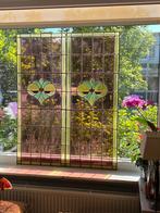 Set antieke glas in lood ramen voor plaatsing in bv tuindeur, Doe-het-zelf en Verbouw, Glas en Ramen, Ophalen, Gevelraam of Ruit