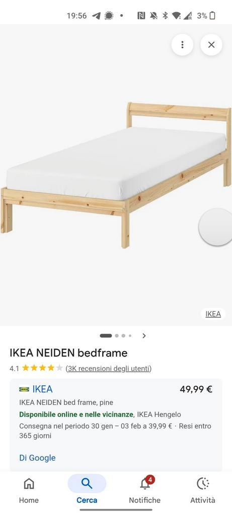 Bedframe met lattenbodem - IKEA Neiden, Huis en Inrichting, Slaapkamer | Bedden, Zo goed als nieuw, Eenpersoons, 90 cm, 200 cm