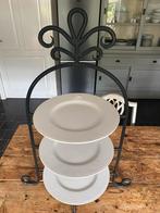 Grote zwart smeedijzeren etagère 3 borden wit, Antiek en Kunst, Ophalen of Verzenden